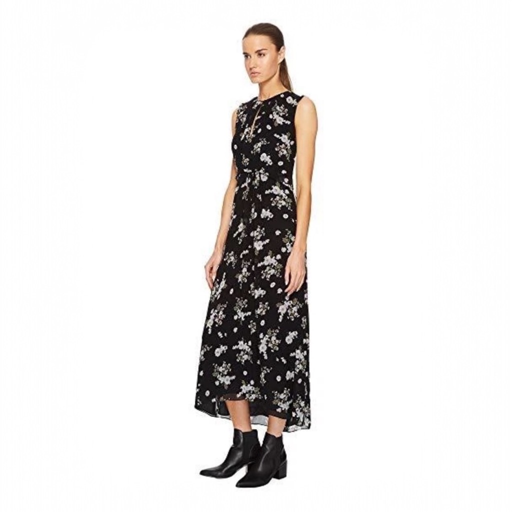 Vince Toss Floral Side Drape Floral Silk Maxi Dress Sz M